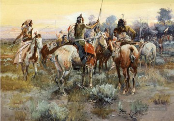 Les Indiens de la Trêve Charles Marion Russell Indiana Peinture à l'huile